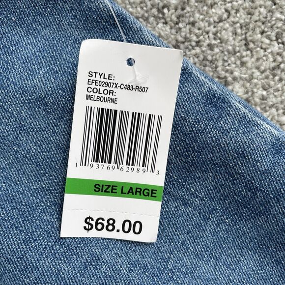 Kensie Jeans Vintage Luxe Denim Vest Stretch Trucker Frayed Size Large New - Picture 12 of 14